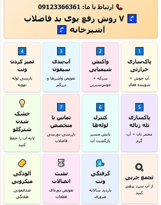راهنمای خدمات رفع بوی بد فاضلاب آشپزخانه راهنمای استفاده خدمات رفع بوی بد فاضلاب آشپزخانه
