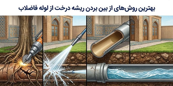 بهترین روش های از بین بردن ریشه درخت از لوله فاضلاب